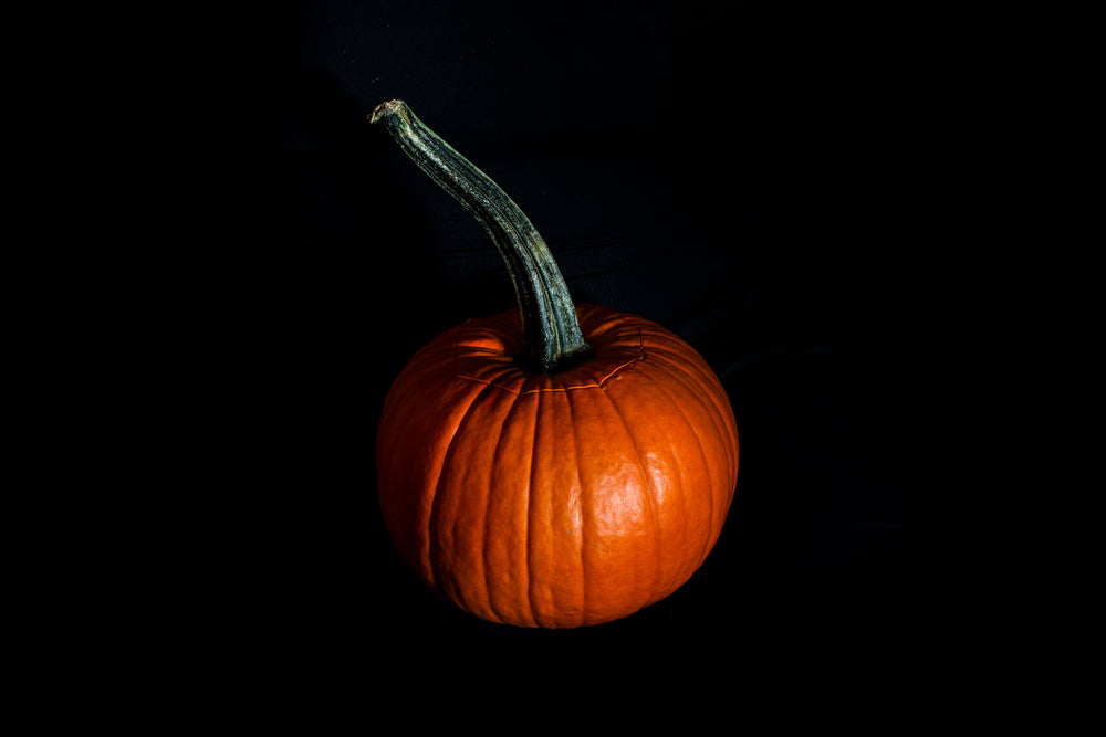 small pumpkin with long stem ready to be carved