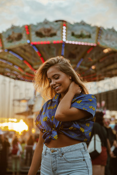 smiling woman at carnival