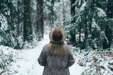 snow-covered hat on the trails