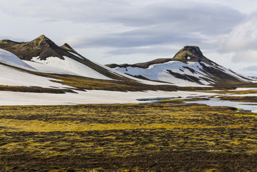 snowy green tipped mountains