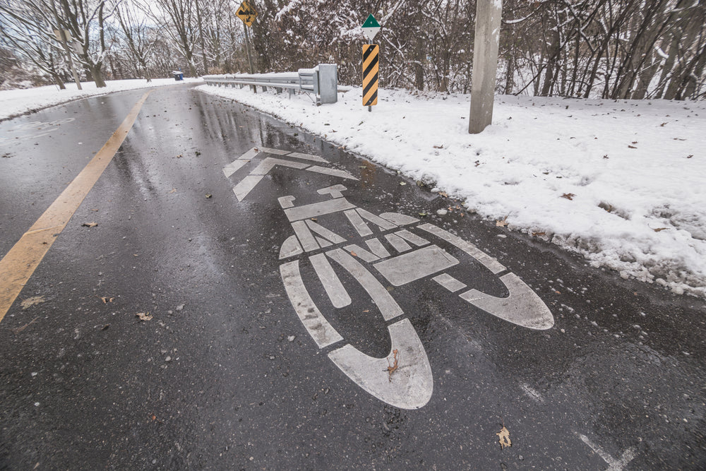 snowy winter bike lane