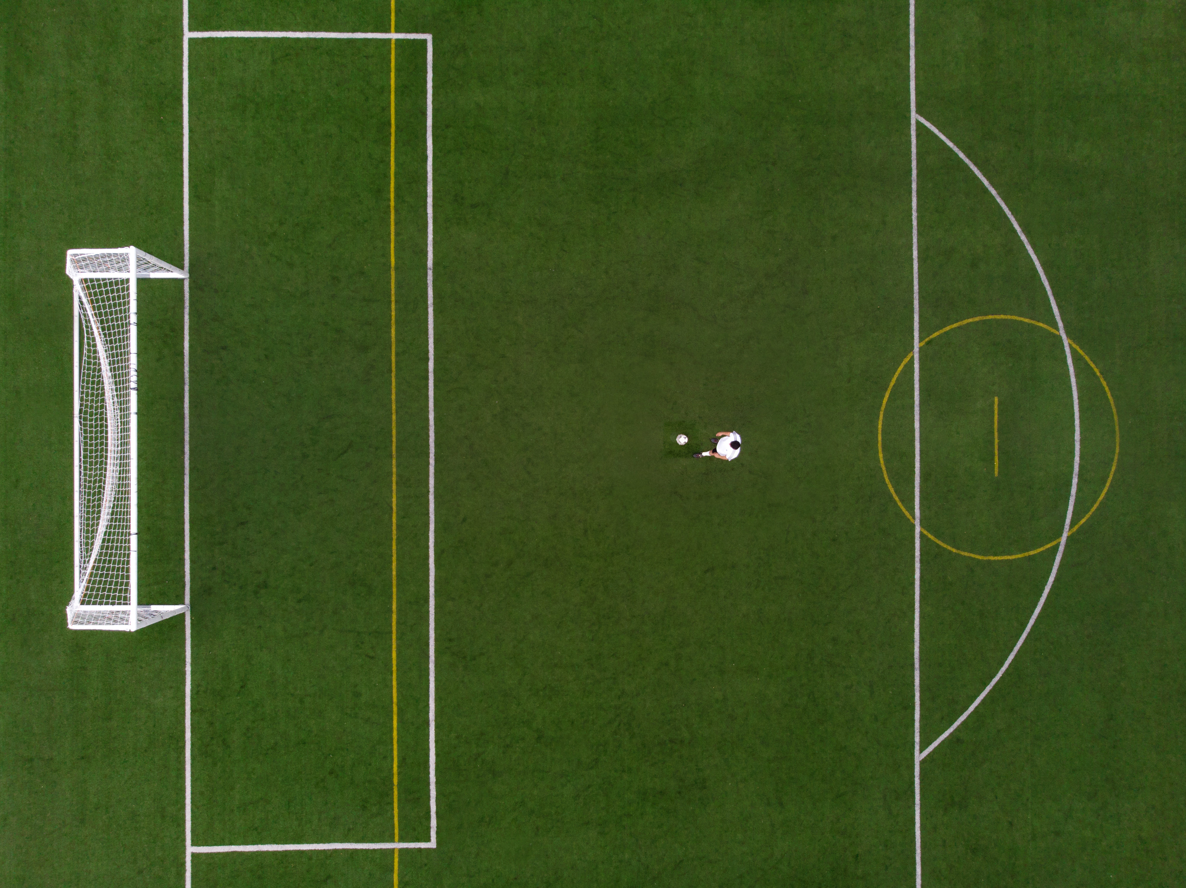 Soccer Player In Penalty Position Drone View