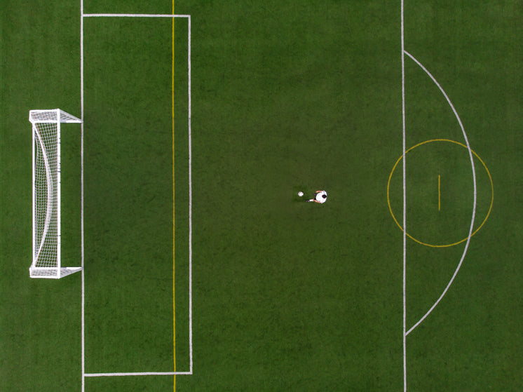 Soccer Player In Penalty Position Drone View