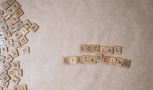 social distancing in scrabble letters