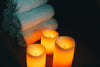 spa candles towels