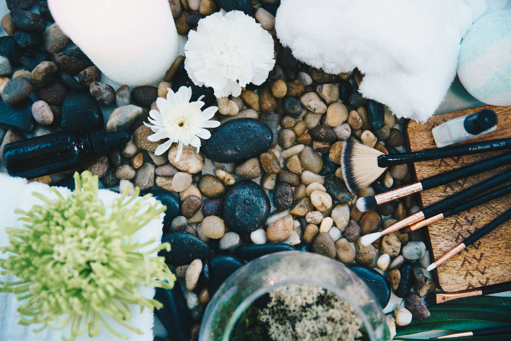 spa tools on stones