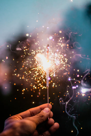 sparkler creates flares of light