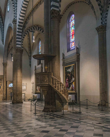 spiraling church staircase