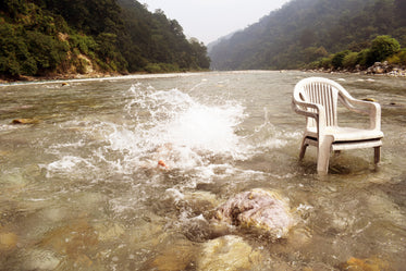 splashing in cool river waters