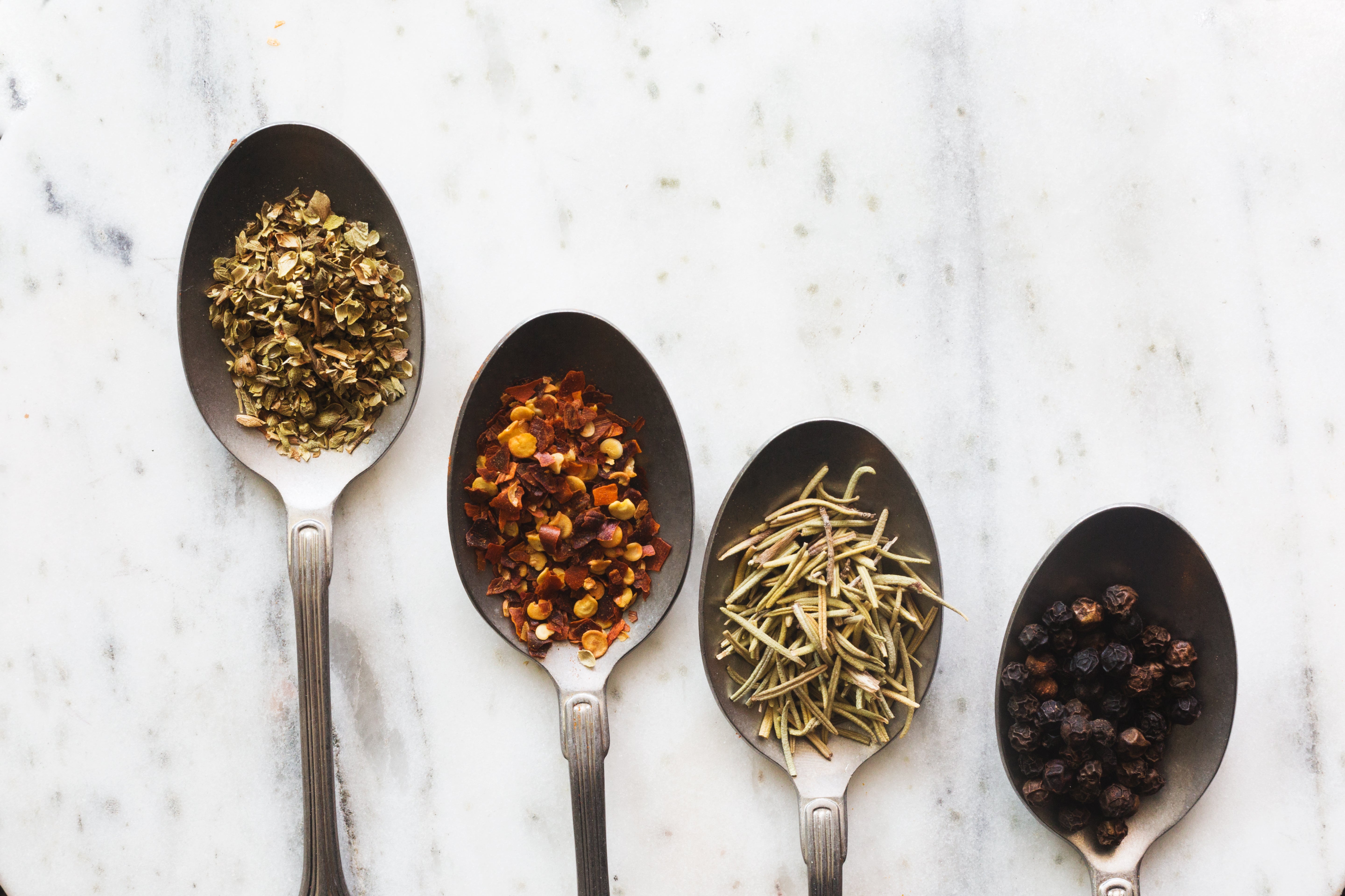 Spices on Spoons Royalty-Free Stock Photo