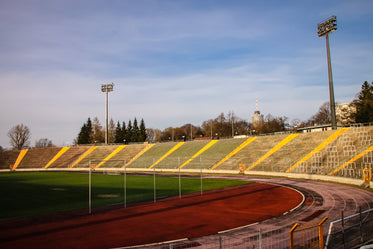 sports field with bleachers