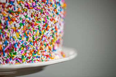 sprinkles on a chocolate cake with plate