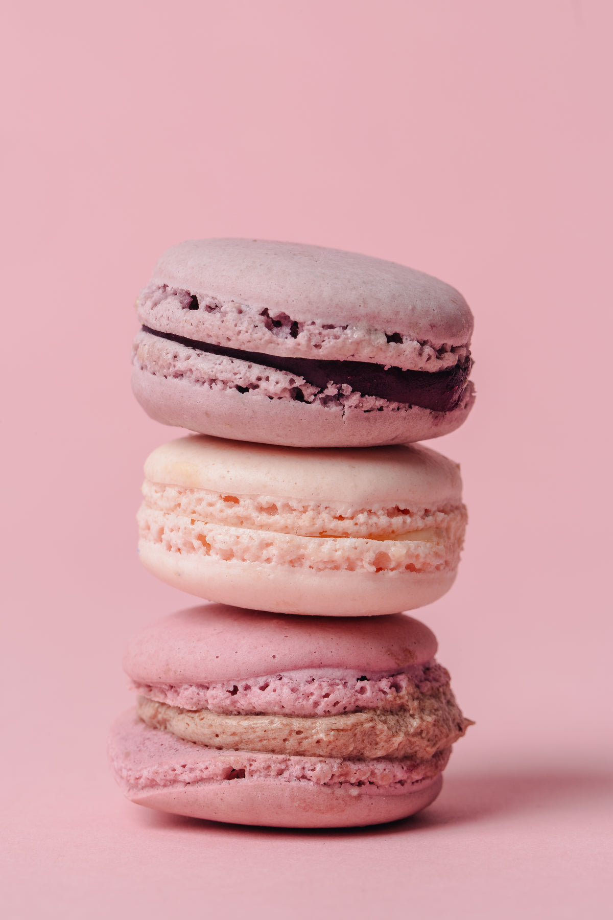 Stack Of Pink Macarons On Pink