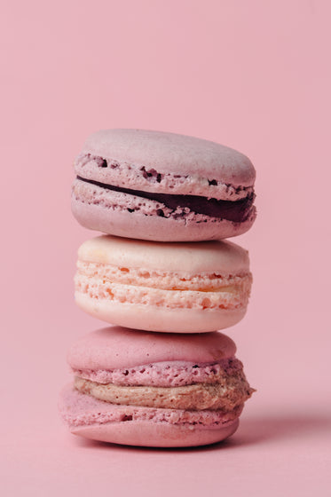 Picture of Stack Of Pink Macarons On Pink — Free Stock Photo