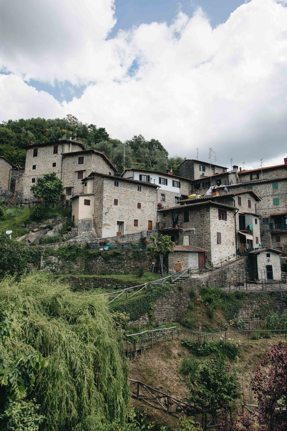 stacked buildings on hillside