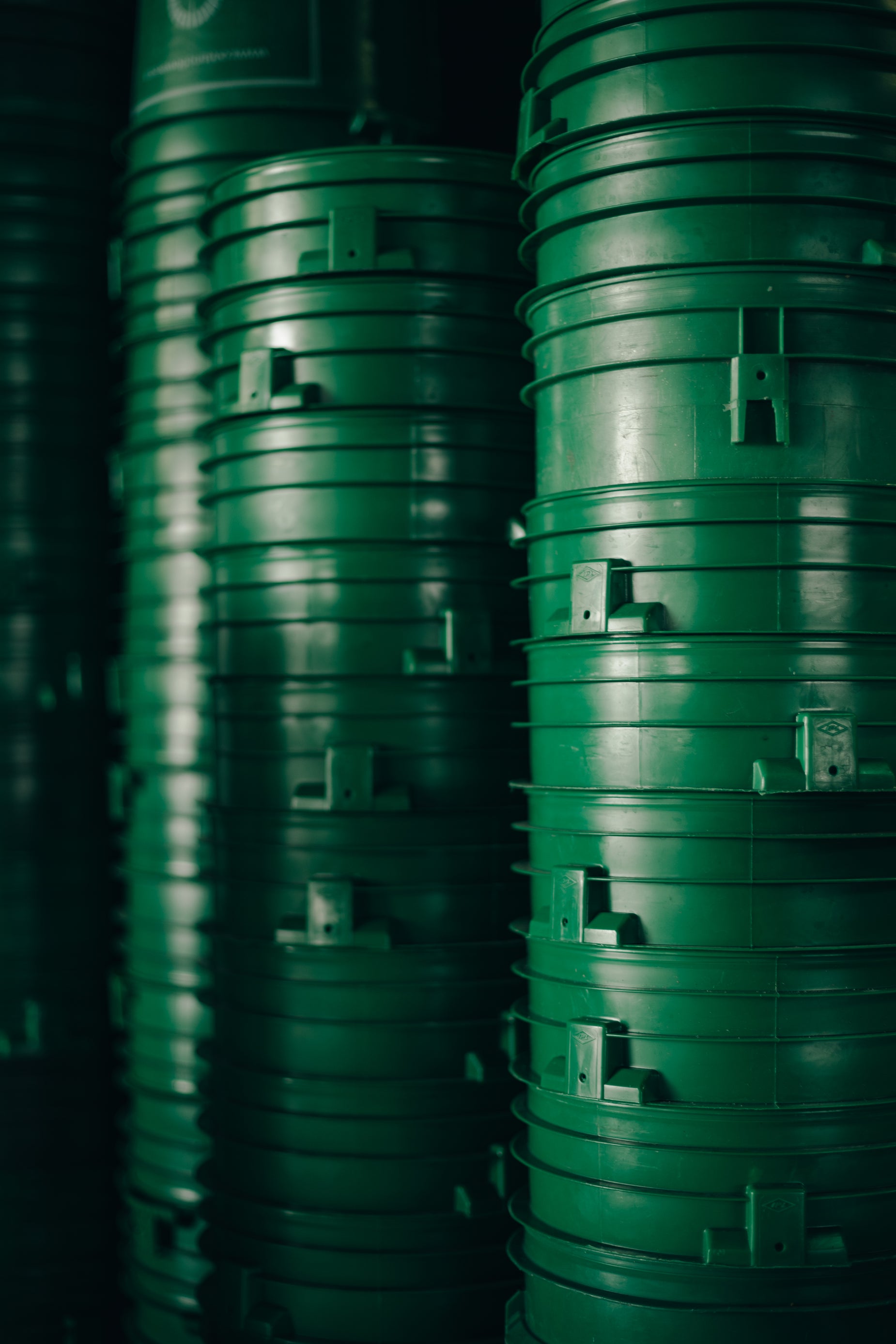 Tubs Stack Picture of Stacked Green Tubs — Free Stock Photo