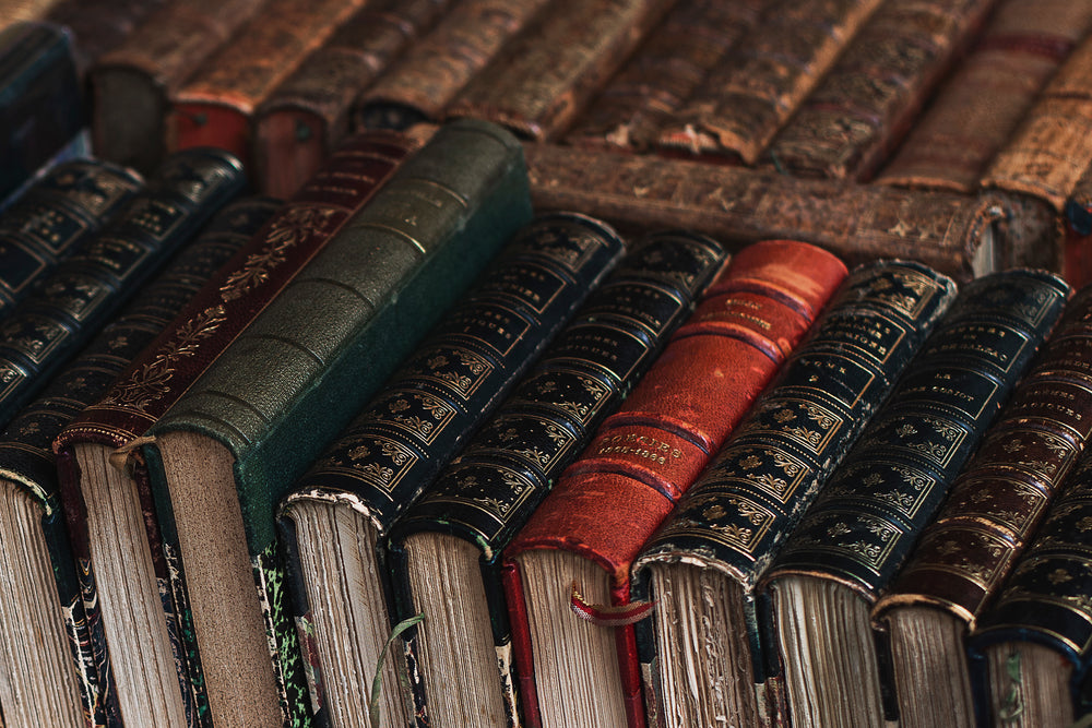 stacks of hardback books