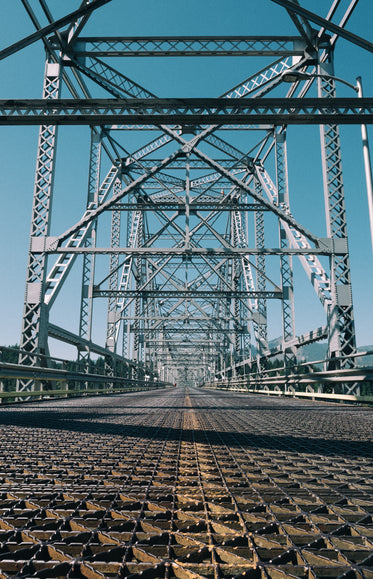 steel bridge with metal grating