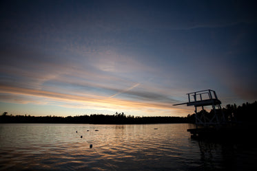 still lake with divingboard