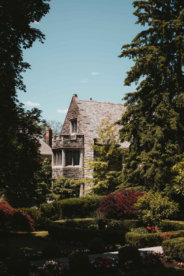 stone house and gardens