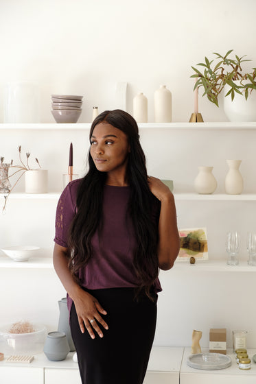 store owner and her retail merchandise