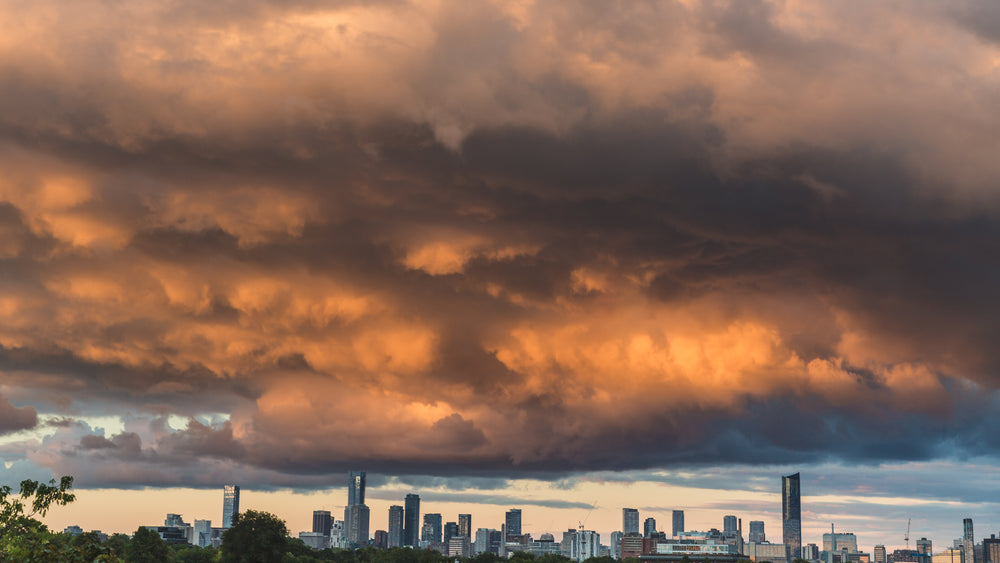 storm clouds at sunset