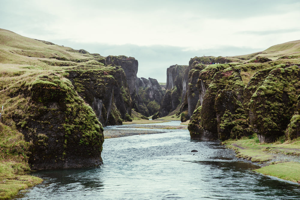 stream water passing through cliffs