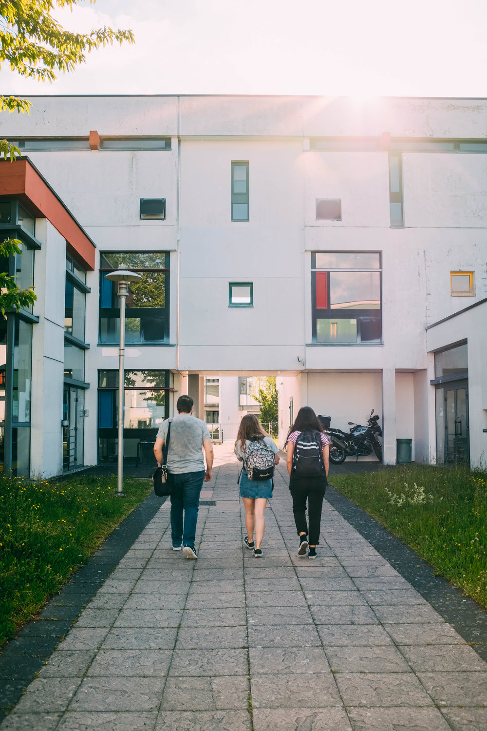 students head to class