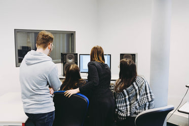 students learn in sound booth