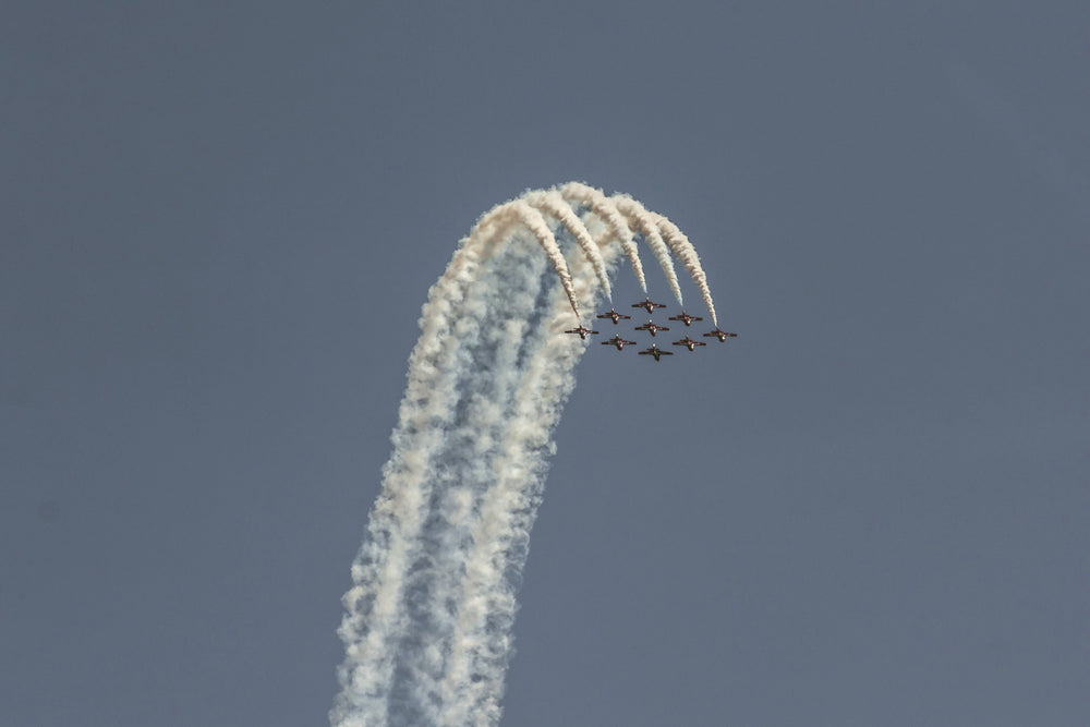 stunt airplanes in air show