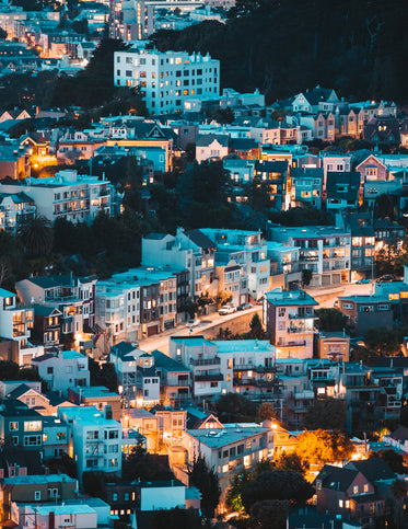 suburban neighborhood in the evening