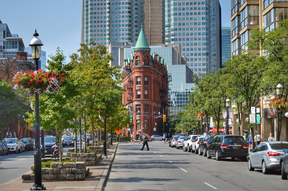 summer city flat iron building