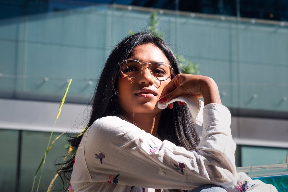 summer fashion model poses in sun