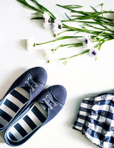 summer gingham fashion flatlay