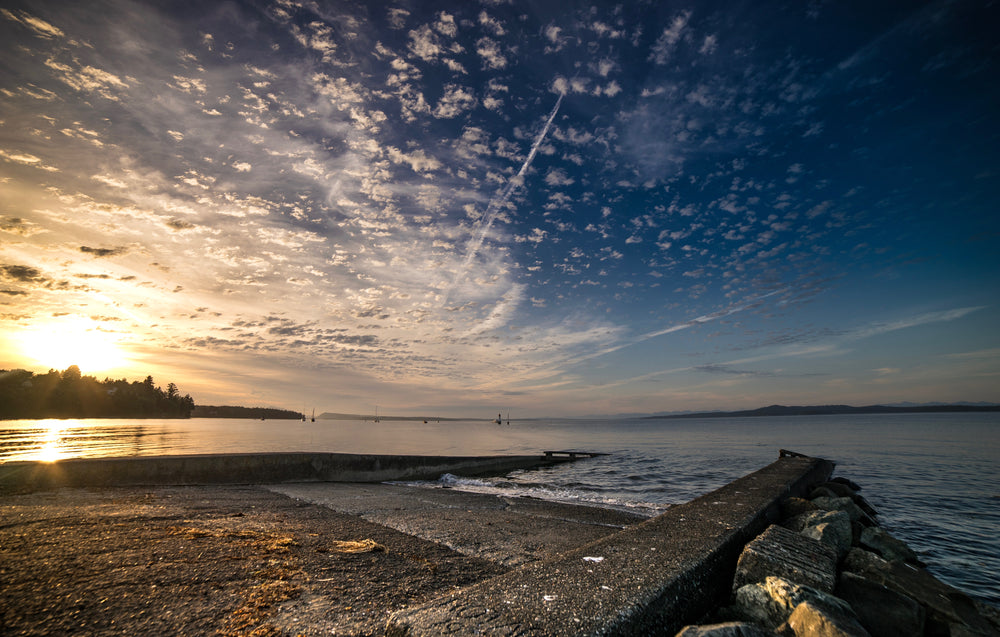 sun sets over the bay