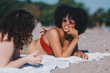 sunbathing with friends