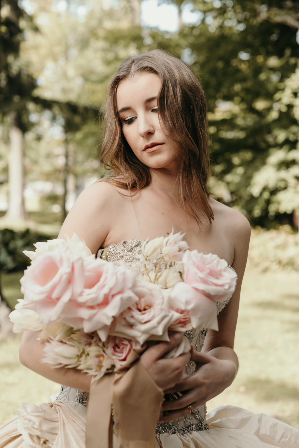 sunlight on brides face