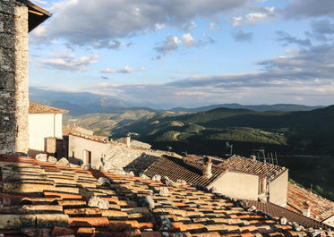 sunlight over tiled rooftop