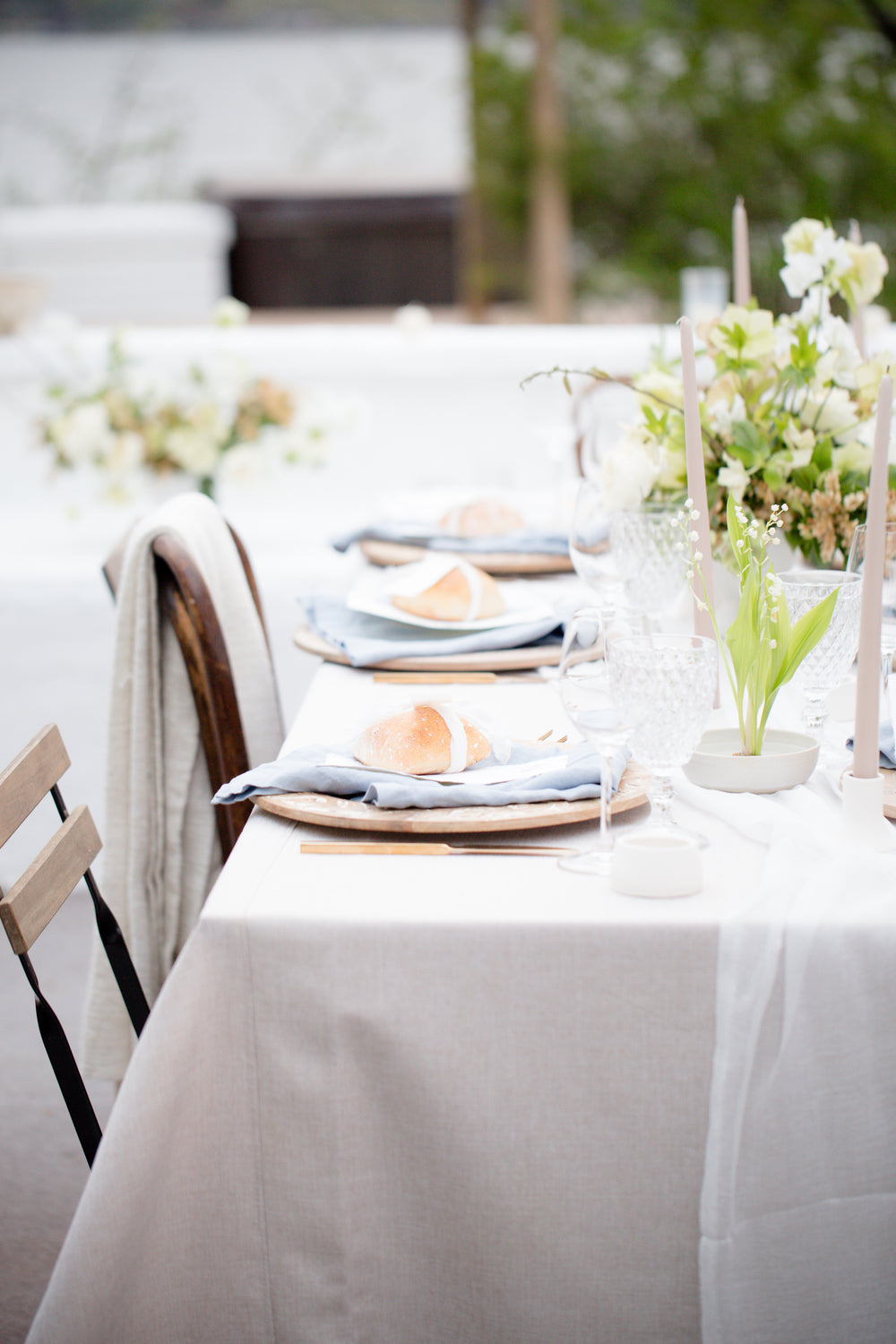 sunlit outdoor wedding reception