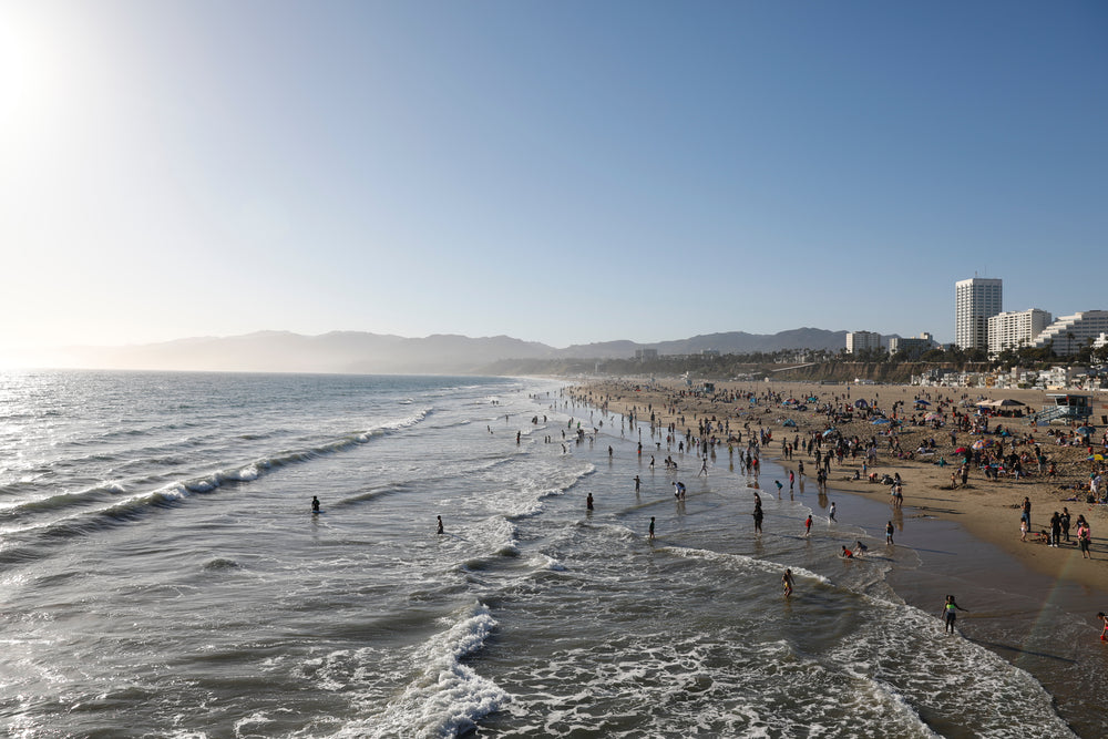 sunny day on a busy beach