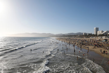 sunny day on a busy beach