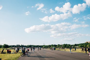 sunny park full of people in berlin