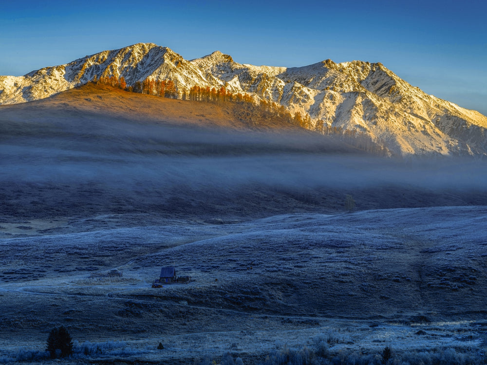 Sunrises On Snow Covered Mountains Towards Frosty Hills