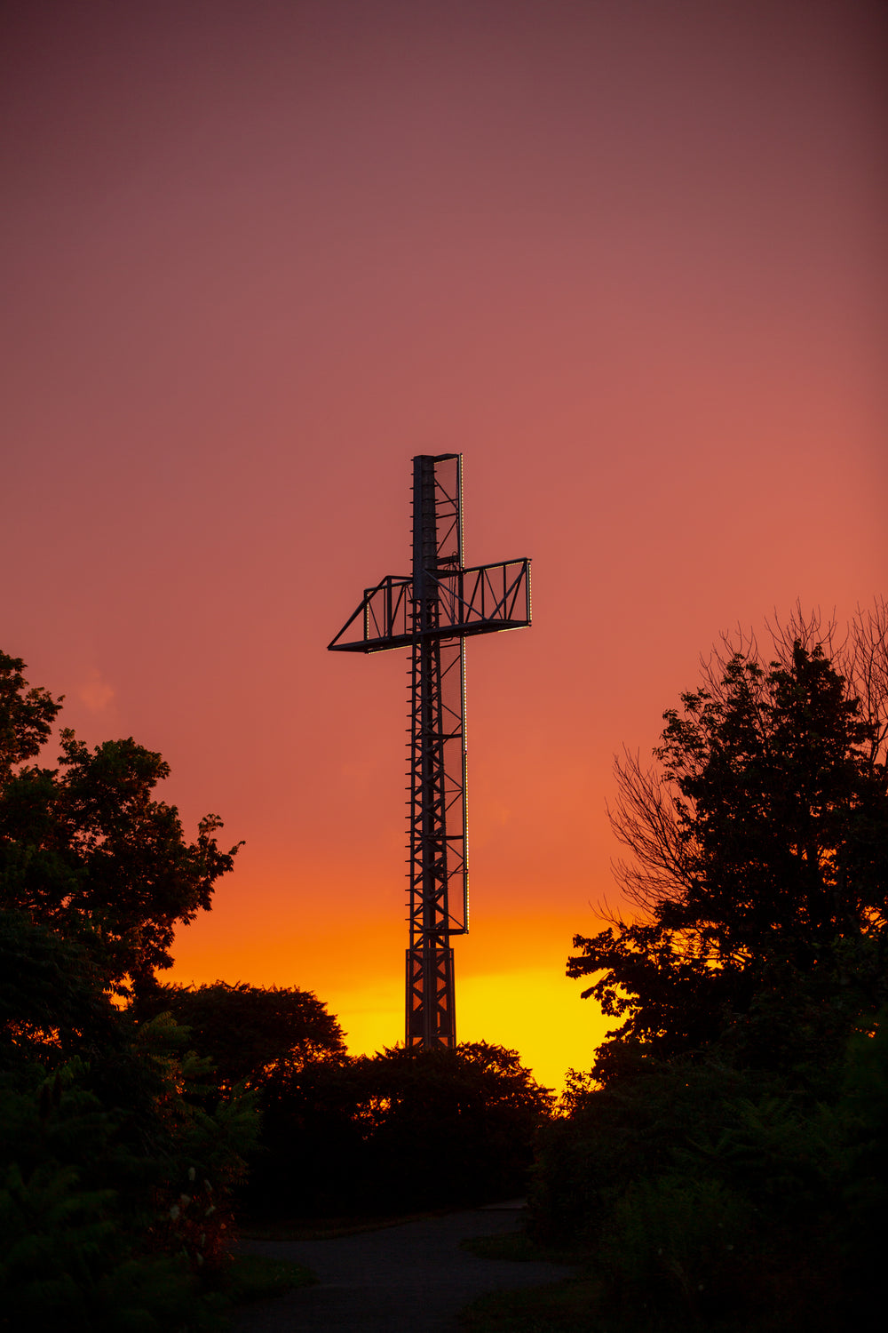 sunset and cross