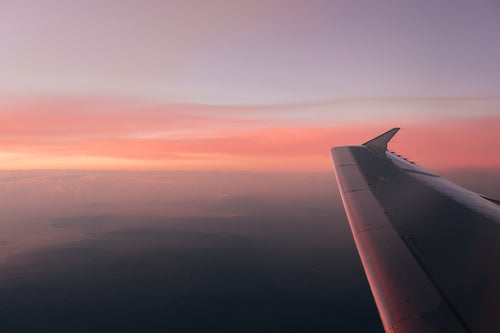 sunset during flight