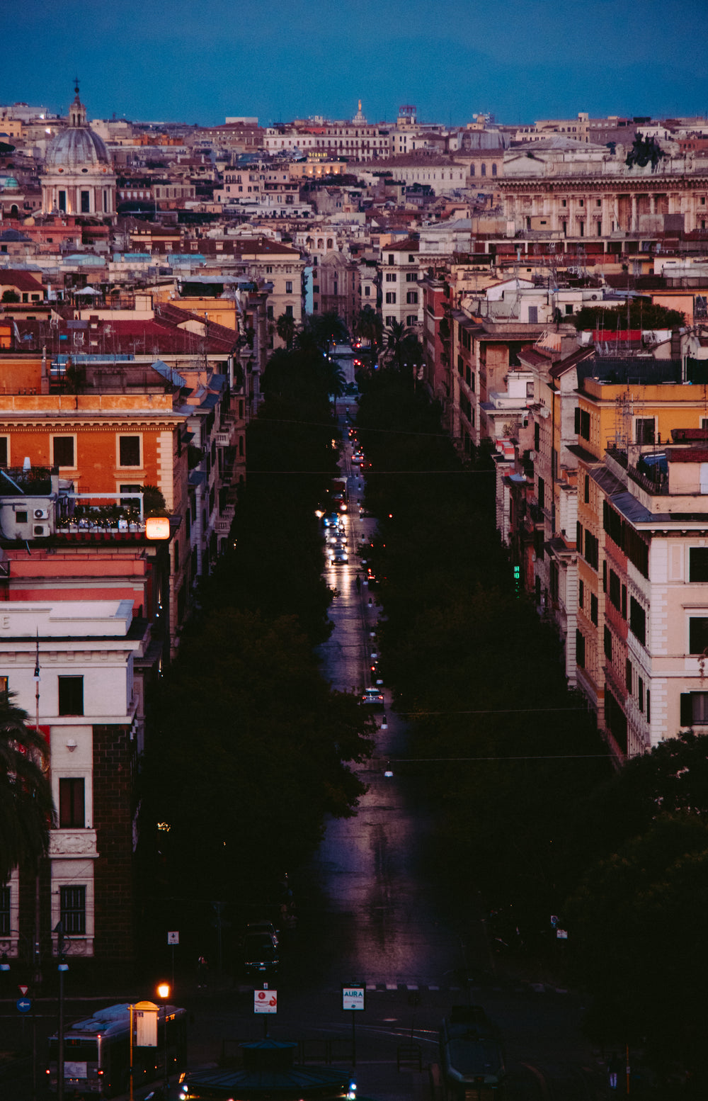 sunset looms over vatican city