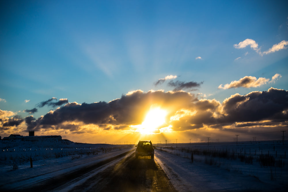 sunset on iceland highway