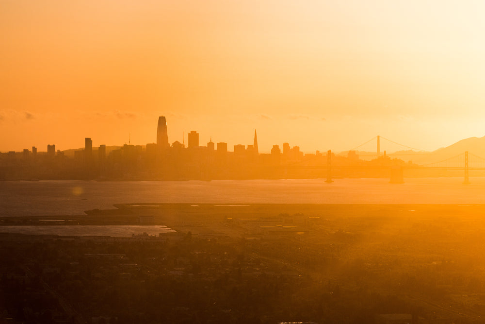 sunset on san francisco skyline