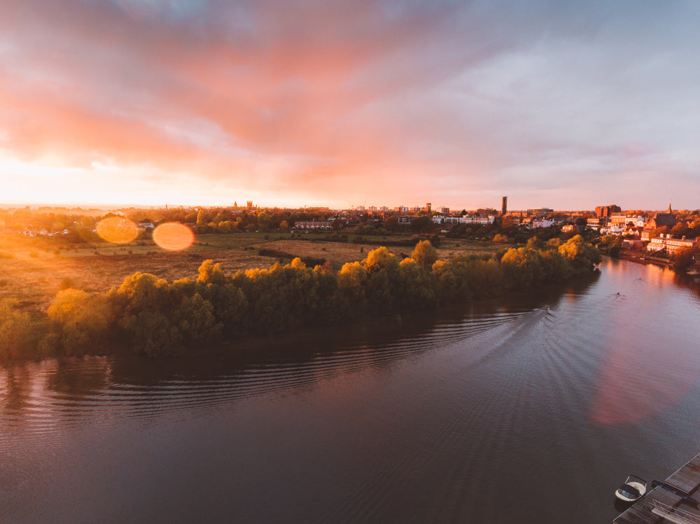 sunset over a quiet river