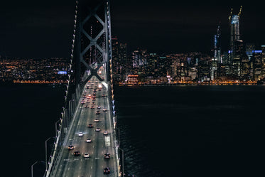 suspension bridge at night